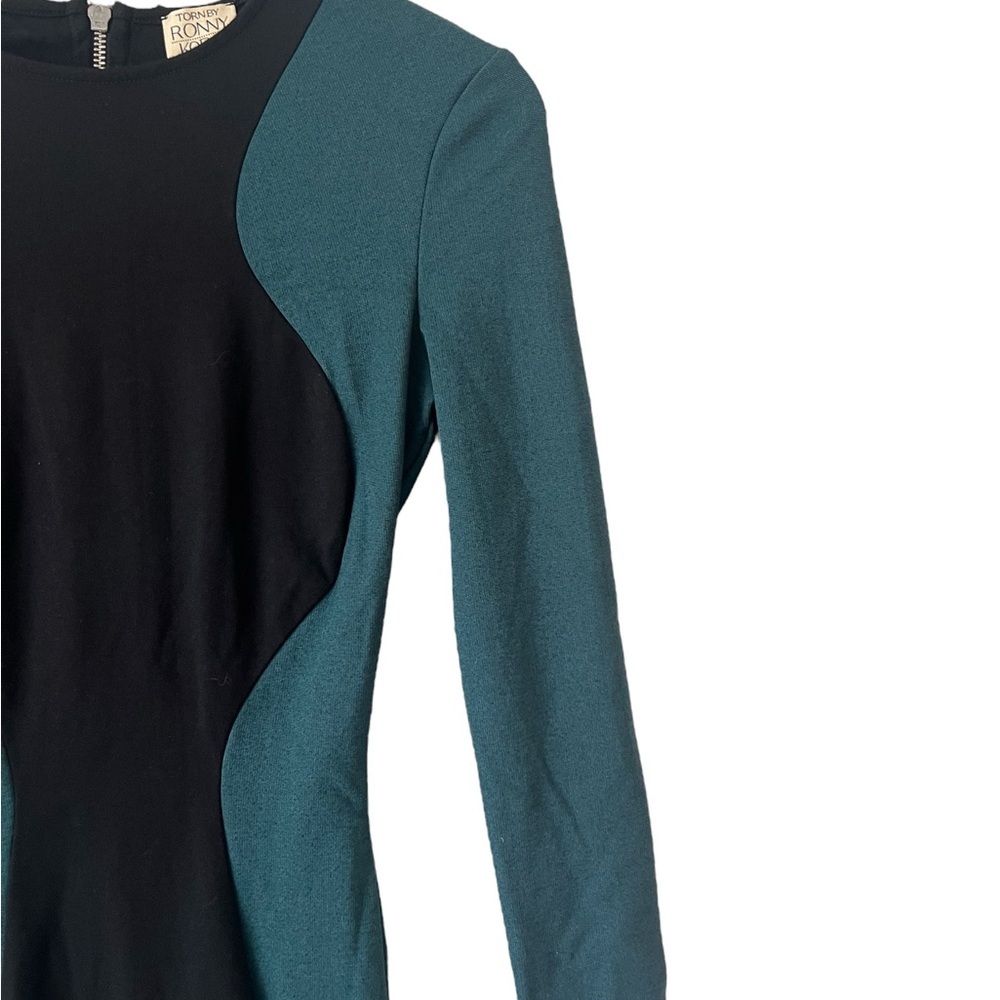 Torn by Ronny Kobo Shiran Long Sleeve Green Black Mini Dress Size S - Picture 5 of 13